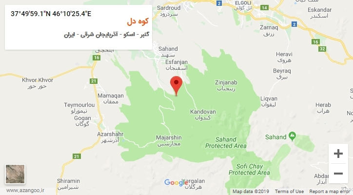 روستای کوه دل بر روی نقشه