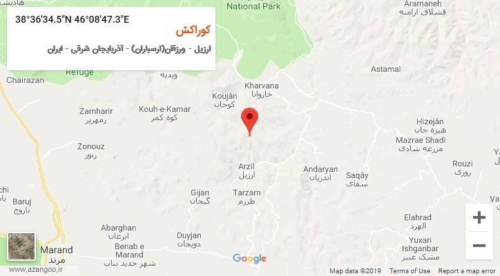 روستای کوراکش بر روی نقشه