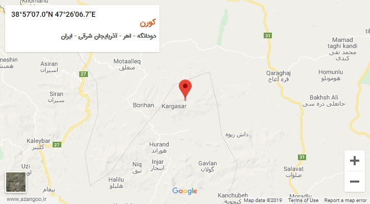 روستای کورن بر روی نقشه