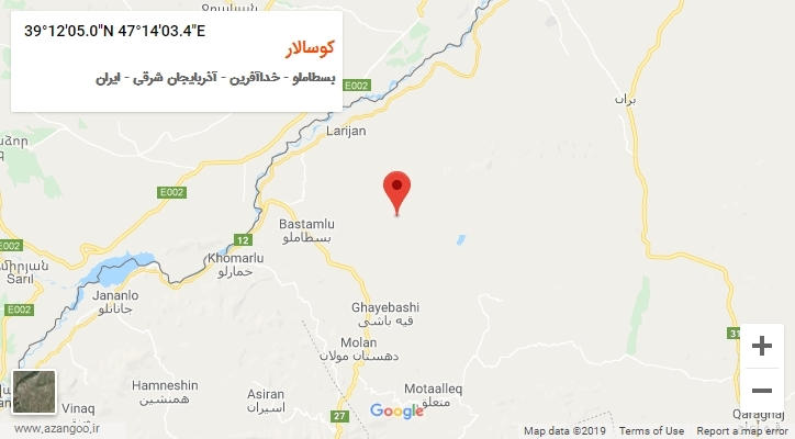 روستای کوسالار بر روی نقشه