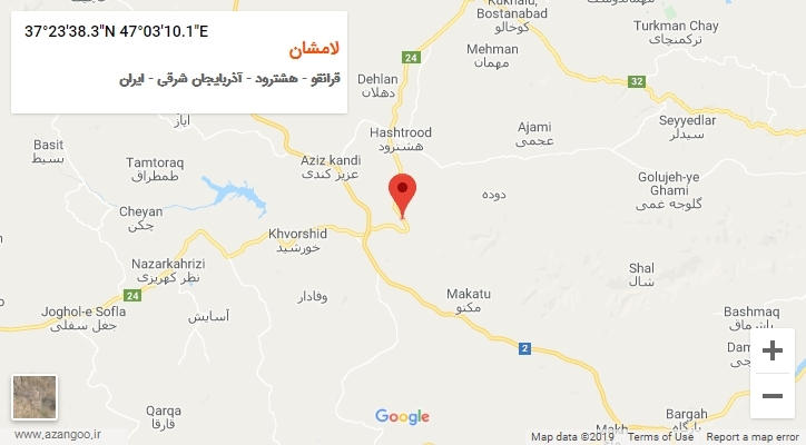 روستای لامشان بر روی نقشه
