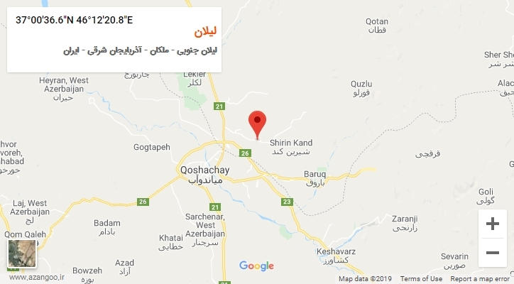 روستای لیلان بر روی نقشه