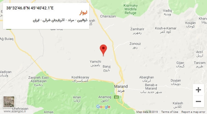 روستای لیوار بر روی نقشه