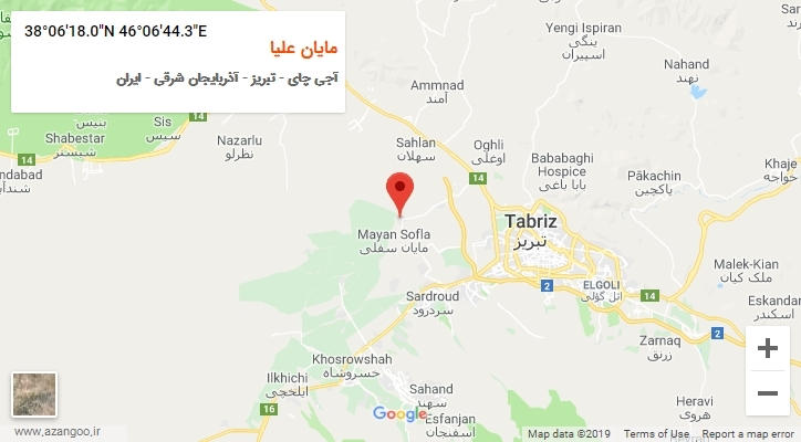 روستای مایان علیا بر روی نقشه