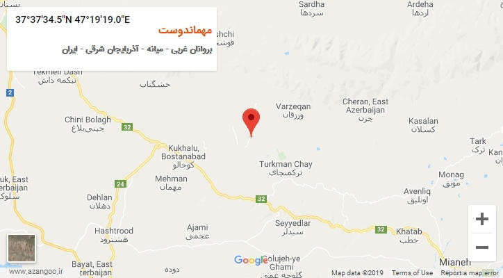 روستای مهماندوست بر روی نقشه