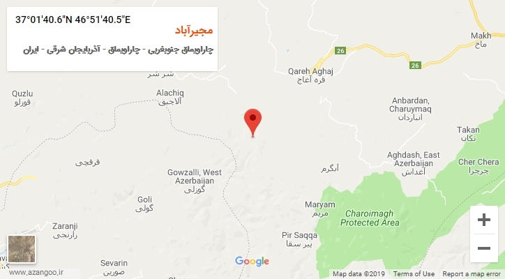 روستای مجیرآباد بر روی نقشه