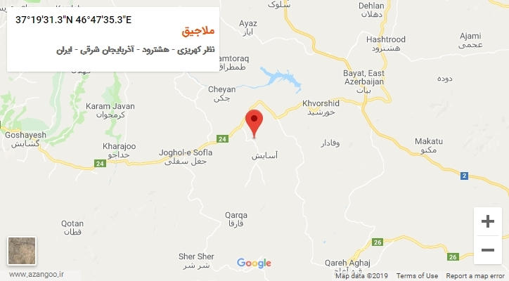 روستای ملاجیق بر روی نقشه