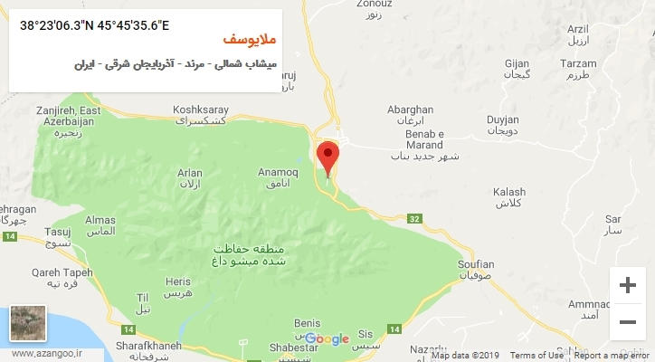 روستای ملایوسف بر روی نقشه