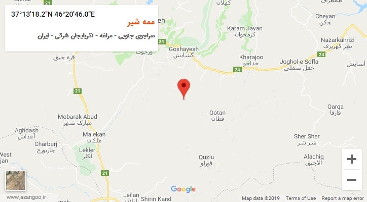 روستای ممه شیر بر روی نقشه