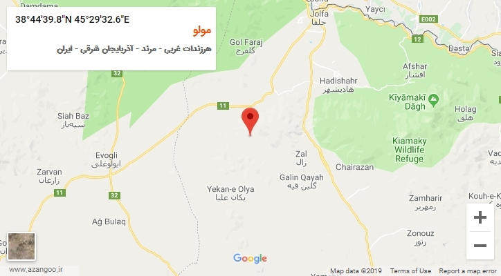 روستای مولو بر روی نقشه