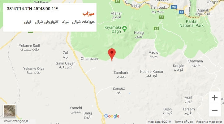 روستای میزاب بر روی نقشه