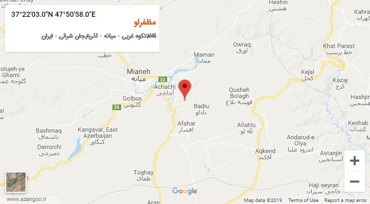 روستای مظفرلو بر روی نقشه