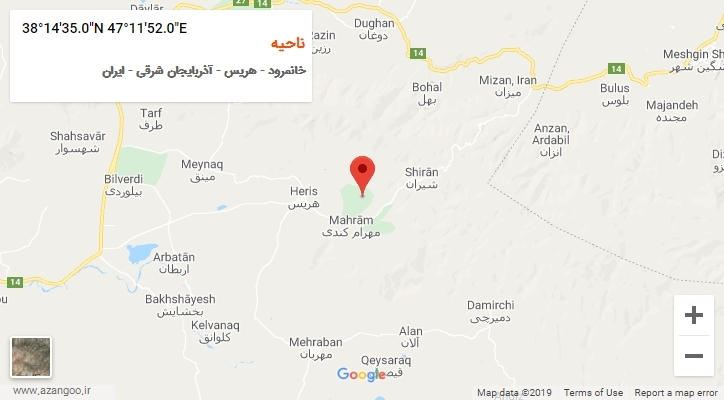 روستای ناحیه بر روی نقشه