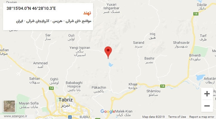 روستای نهند بر روی نقشه