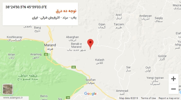روستای نوجه ده درق بر روی نقشه