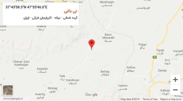 روستای نی باغی بر روی نقشه