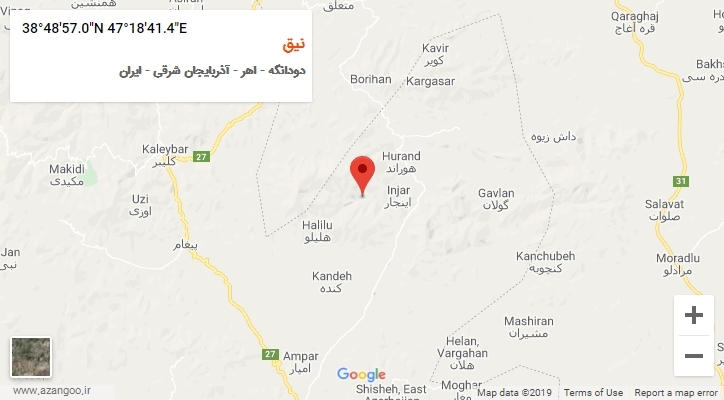 روستای نیق بر روی نقشه