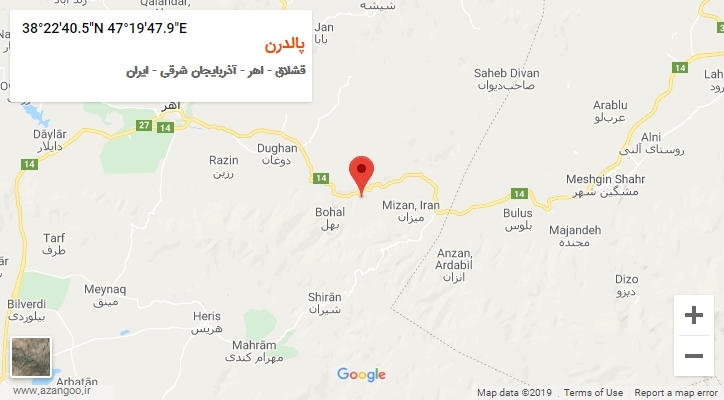 روستای پالدرن بر روی نقشه