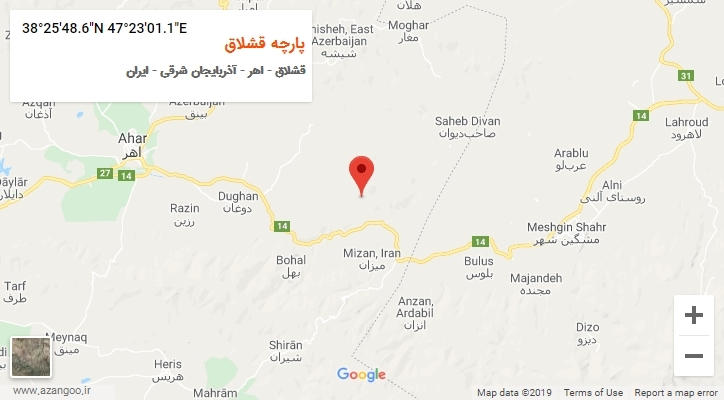 روستای پارچه قشلاق بر روی نقشه