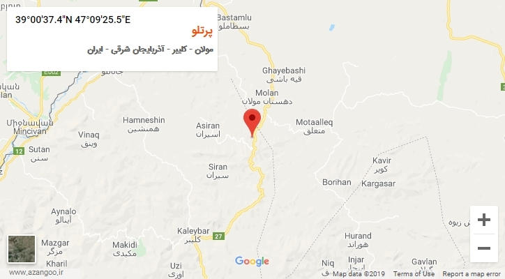 روستای پرتلو بر روی نقشه