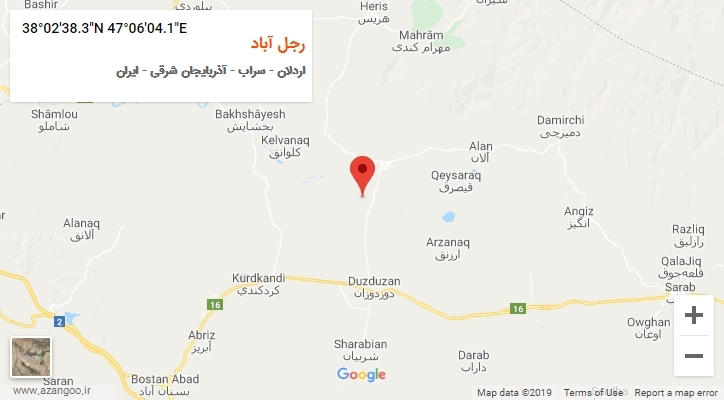 روستای رجل آباد بر روی نقشه