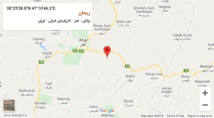 روستای ریحان بر روی نقشه