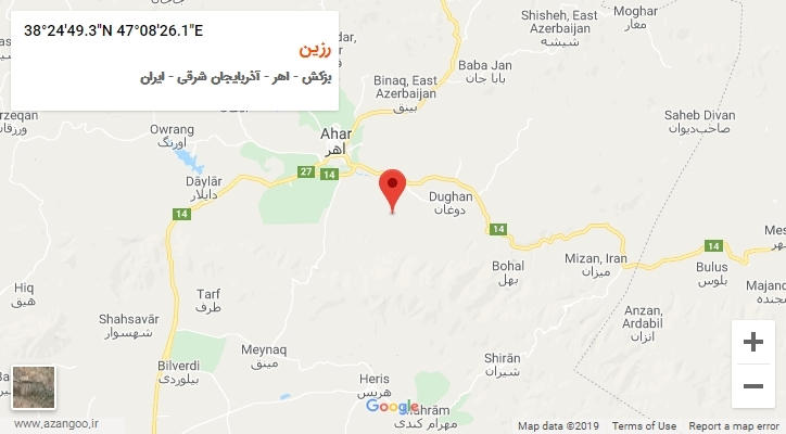 روستای رزین بر روی نقشه
