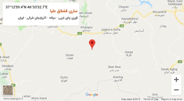 روستای ساری قشلاق علیا بر روی نقشه