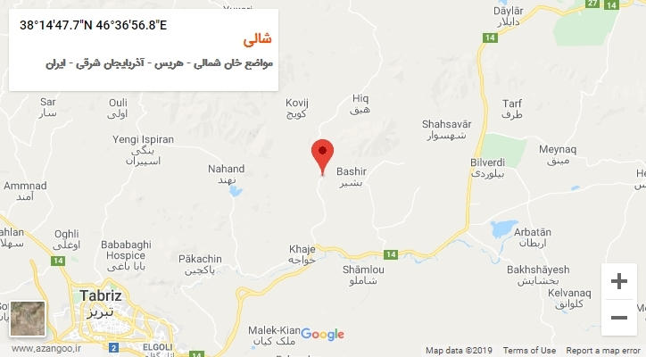 روستای شالی بر روی نقشه