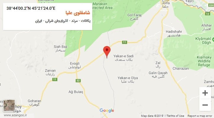 روستای شامقلوی علیا بر روی نقشه