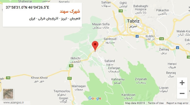 روستای شهرک سهند بر روی نقشه