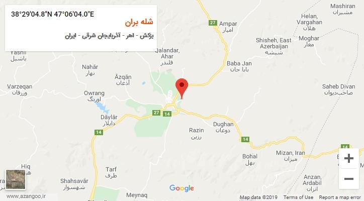 روستای شله بران بر روی نقشه