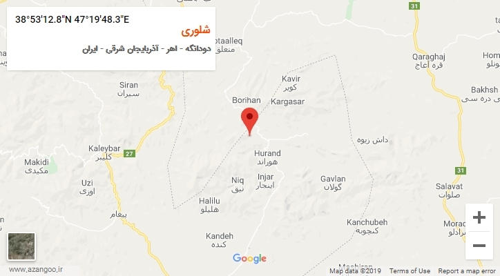 روستای شلوری بر روی نقشه