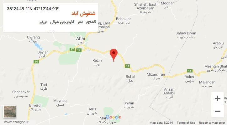 روستای شنقوش آباد بر روی نقشه