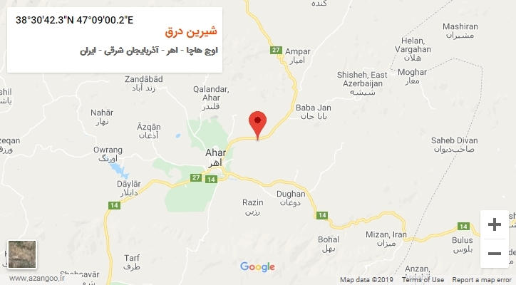 روستای شیرین درق بر روی نقشه