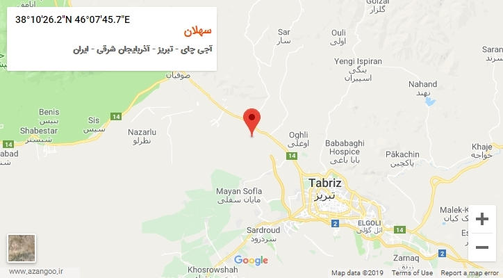 روستای سهلان بر روی نقشه