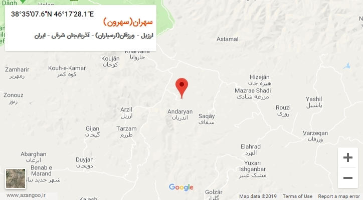 روستای سهران(سهرون) بر روی نقشه