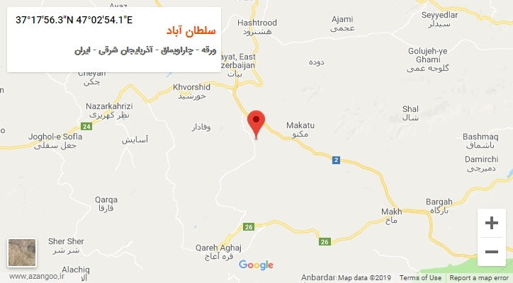 روستای سلطان آباد بر روی نقشه