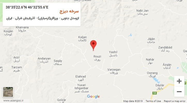 روستای سرخه دیزج بر روی نقشه