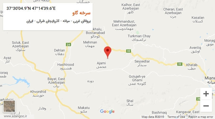 روستای سرخه گاو بر روی نقشه
