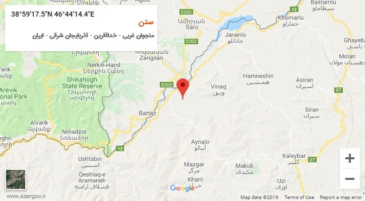 روستای ستن بر روی نقشه