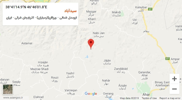 روستای سیدآباد بر روی نقشه