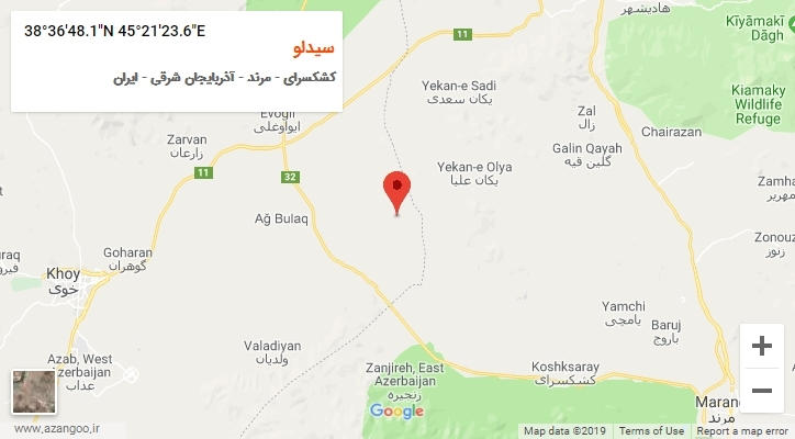 روستای سیدلو بر روی نقشه