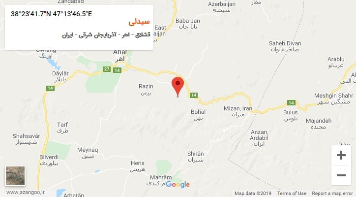 روستای سیدلی بر روی نقشه