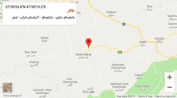 روستای طالار بر روی نقشه