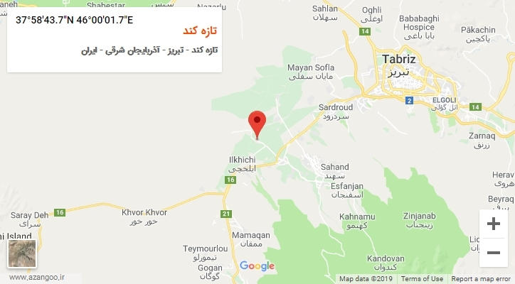 روستای تازه کند بر روی نقشه