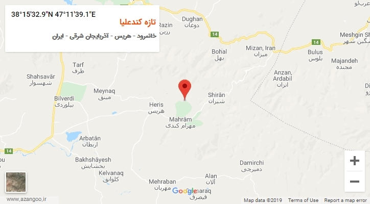 روستای تازه کندعلیا بر روی نقشه