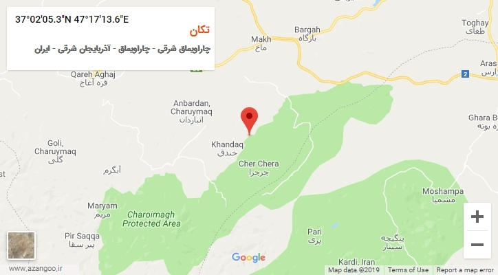 روستای تکان بر روی نقشه