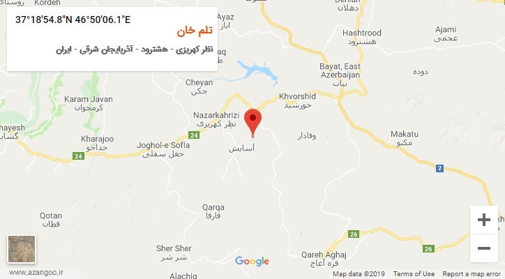 روستای تلم خان بر روی نقشه