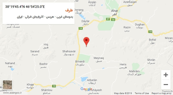 روستای طرف بر روی نقشه